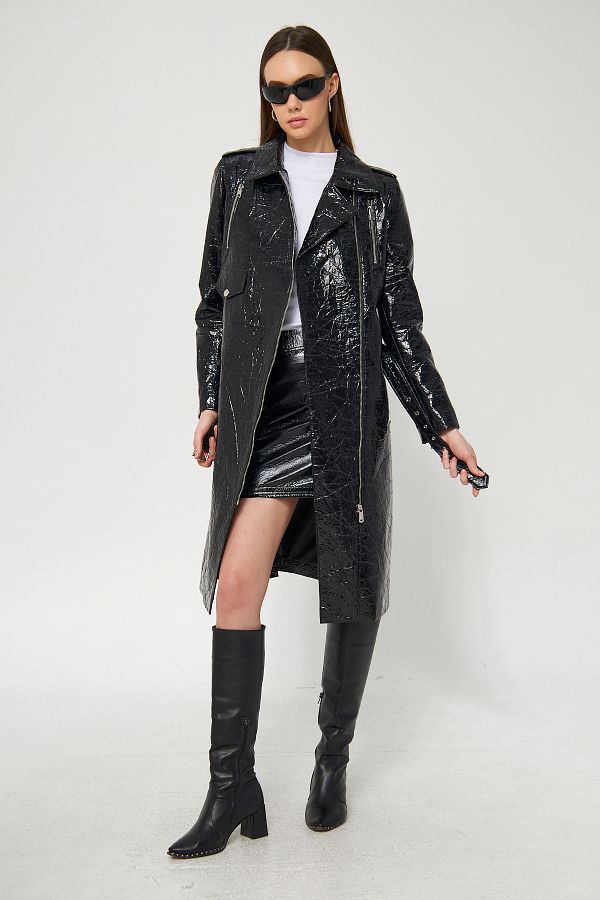 Shiny faux leather jacket best sale