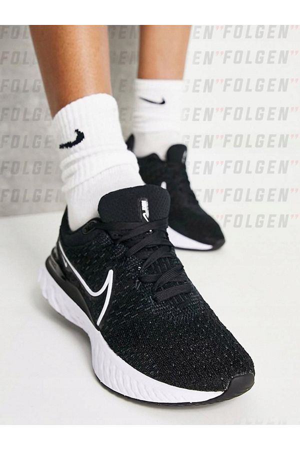Nike Running React Infinity Run Flyknit 3 Sneakers Black White Women s Black Sports Shoes Trendyol