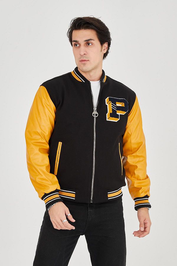 Yellow faux leather jacket mens online
