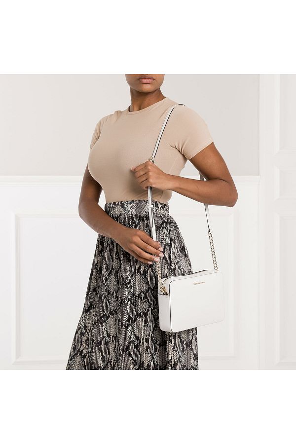 Michael Kors Jet Set Witte Leren Crossbody Tas 32S4GTVC3L 085 Trendyol