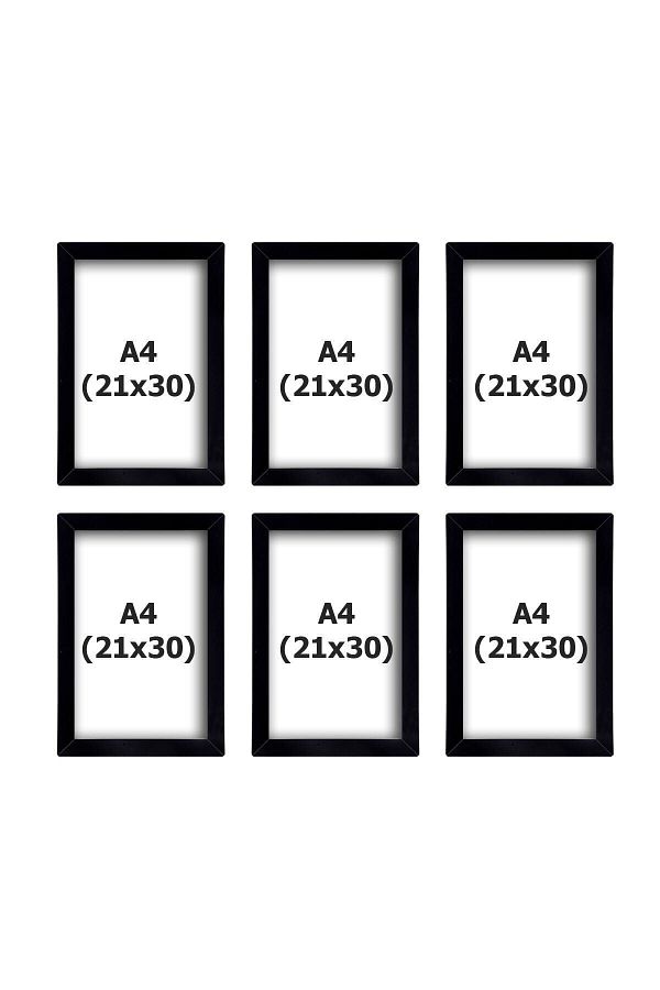 AS TİCARET-6 Pieces (A4) 21x30 Black Frame MDF - PVC A4 Certificate or Photo Frame 1