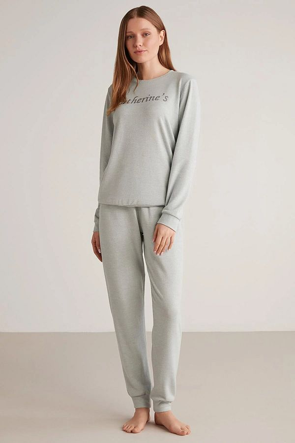 Catherines CATHER NES LONG SLEEVE SOFT TEXTURED LONG SLEEVE WOMEN S PAJAMA SET 2428 Trendyol