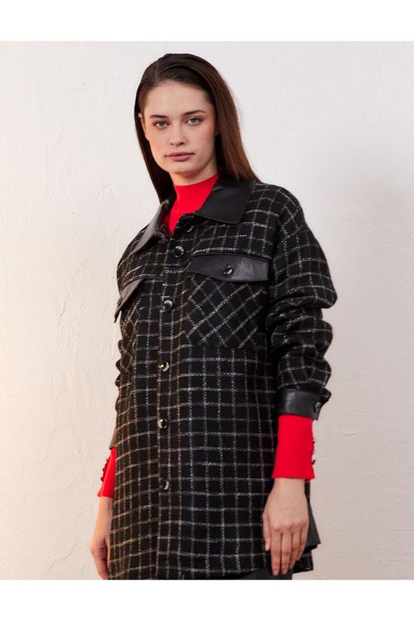 Checkered faux leather jacket on sale