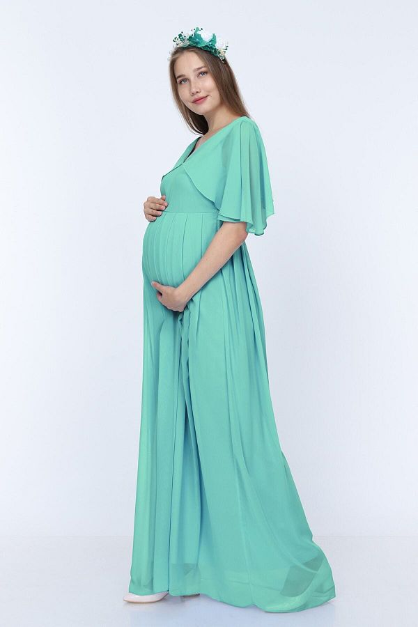 MODA LAB O Women s Mint Green Angel Sleeve Maternity Dress Trendyol