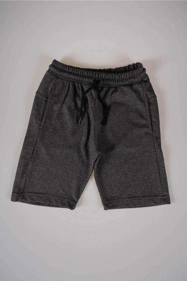 MİNİKO KİDS-Pantaloni scurți din bumbac pieptănat gri pentru băieți 1
