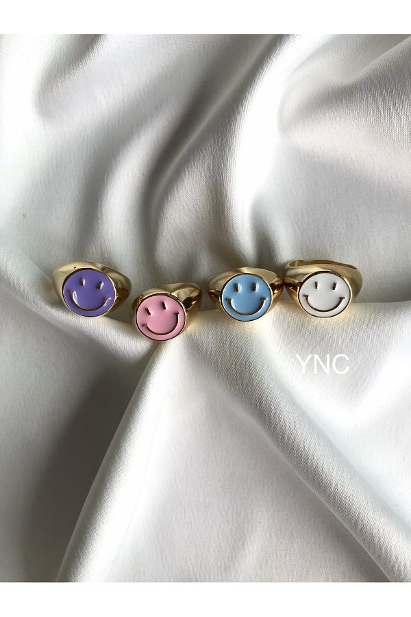 YNC MUCEVHER-Smiling Face Immersed in Gold Water Smile Ring/ Pink 1
