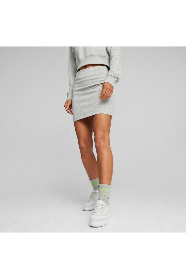 Gray ribbed skirt cheap