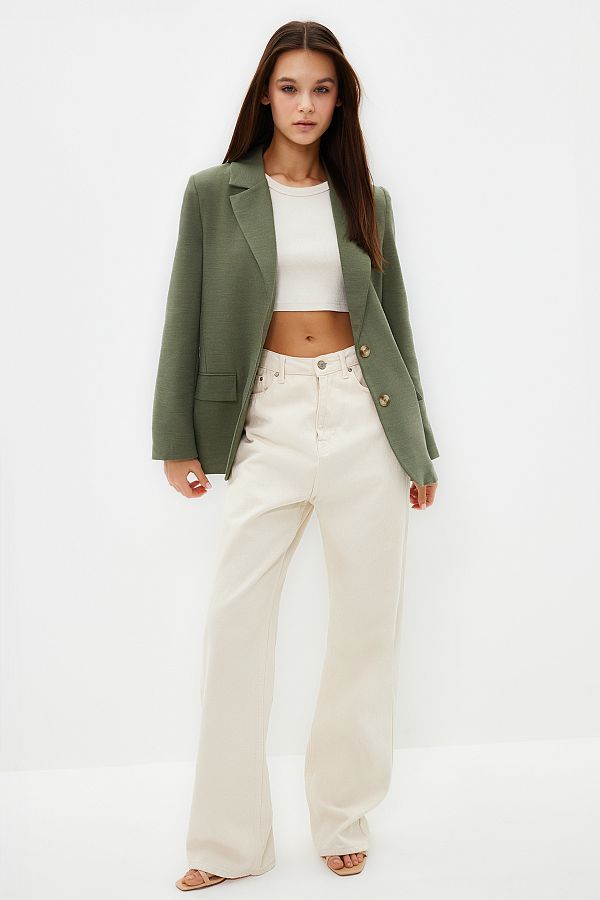Trendyol Collection-Limitierte Auflage - Mintfarbene, gefütterte Blazerjacke im regulären Stil TWOAW23BC00132 1