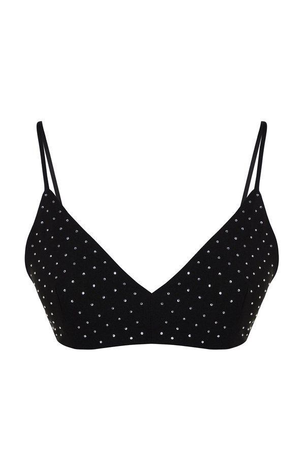 Trendyol Collection-Черно изрязано бюстие с лъскав камък - TPRSS24BS00002 1