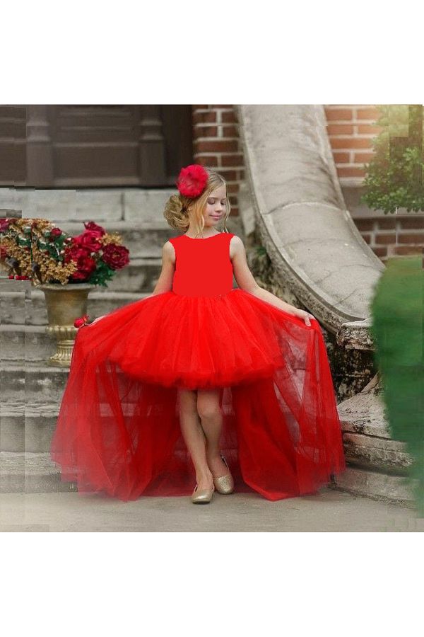 NSML FE Girl Child Front short Back Long Tail Detailed Satin Ball Gown Party Graduation Dress Trendyol