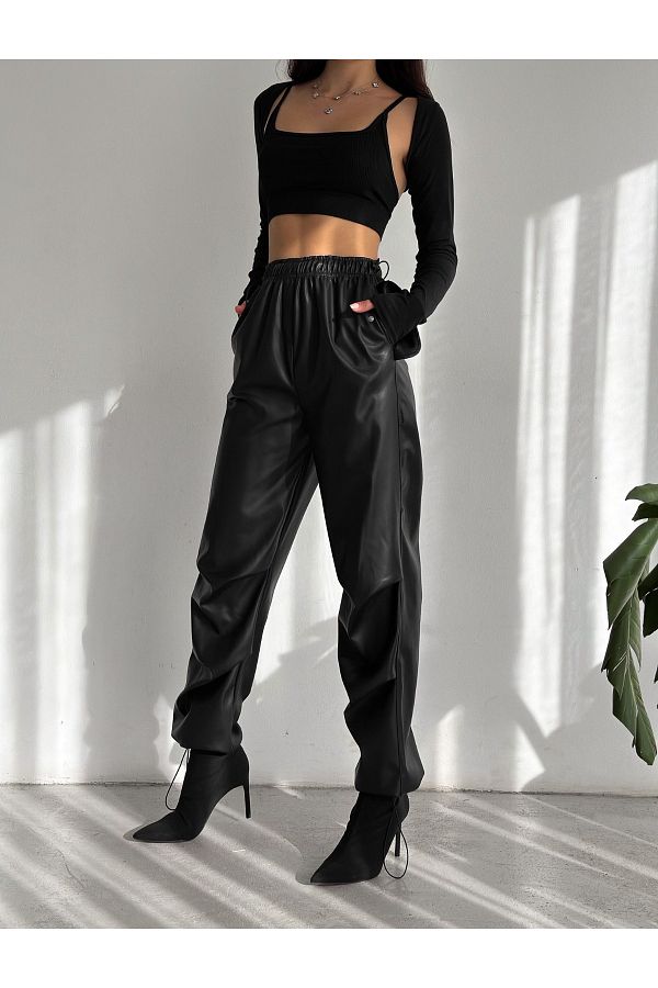 Leather parachute pants hotsell