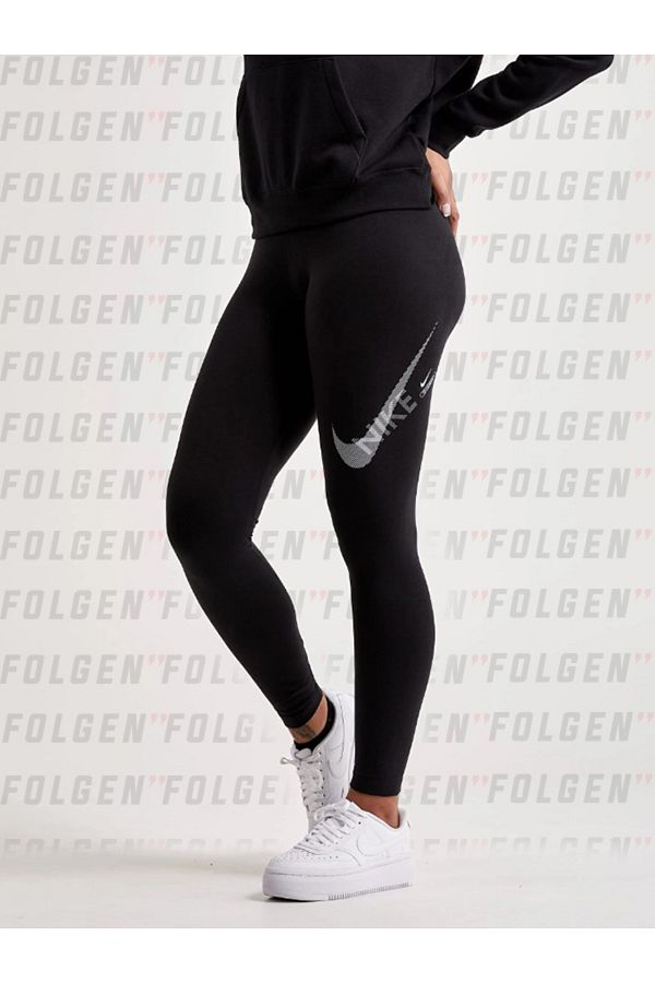 Nike Swoosh High Waisted Leggings Women s Cotton Black Leggings Trendyol