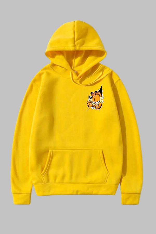 MONO COLLECT ON Unisex Hoodie Regular Cut Pocket Long Sleeve Garfield Printed Hooded Sweatshirt Oversize Cotton Trendyol