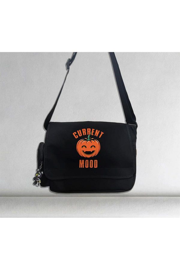Toum-dompuleri moda Halloween Current Mood Printed Unisex Black Messenger Bag 1