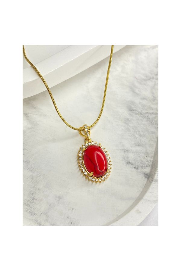 Coral color necklace shop