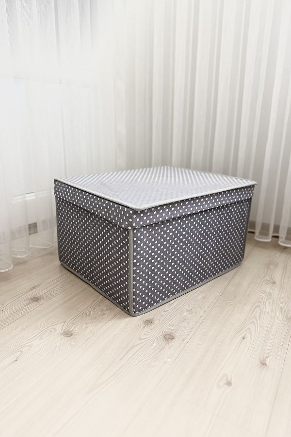 VAYBE-Maxi Multi-Purpose Storage Box, Box Storage, Box, Organizer, Toy Box Gray Polka Dot Pattern 40x50x30 1