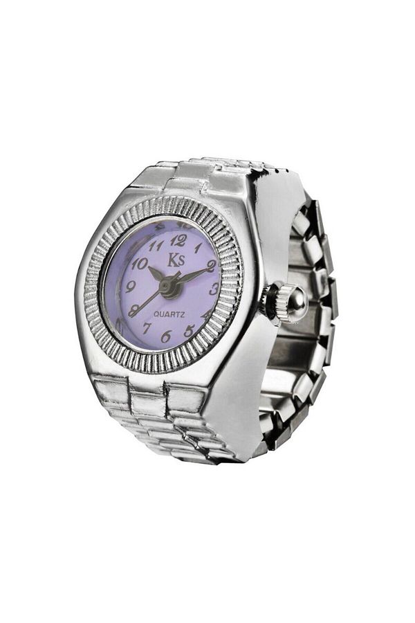 Bozhi Steel Mini Watch Ring Ring Watch Finger Watch Ring Purple Round Ring Watch Trendyol