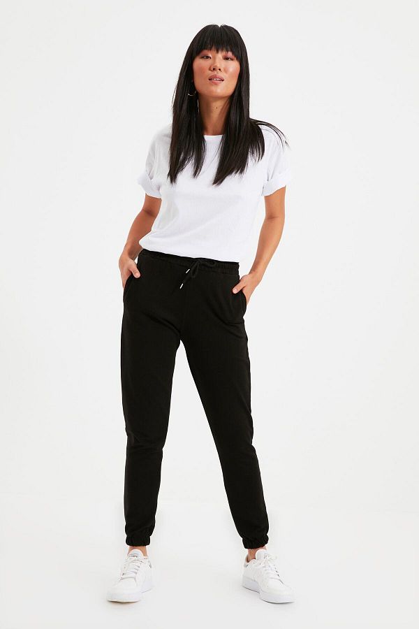Trendyol Collection-Schwarze Basic Jogger Dünne Strick-Jogginghose TWOAW21EA0194 1