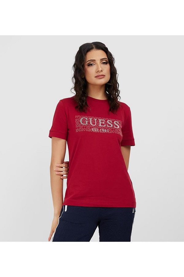 Guess T Shirt Red Slim fit Trendyol