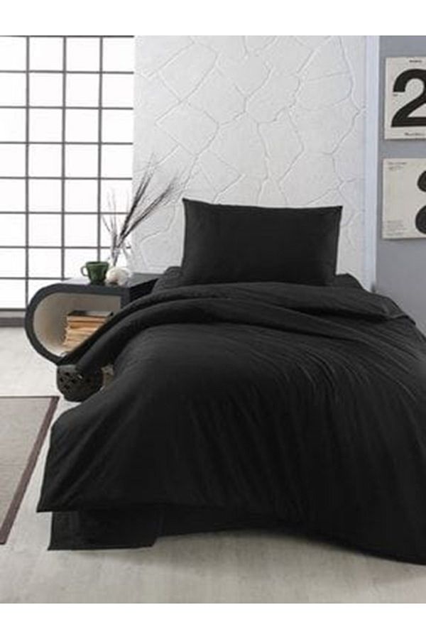 üntaş-Plain Black Single Duvet Cover Set 1