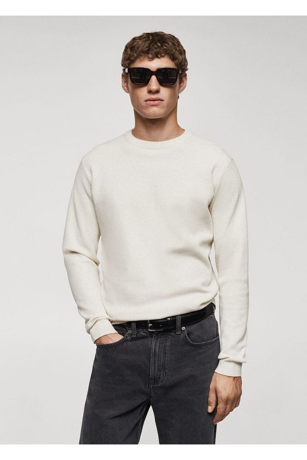 MANGO Man-Strukturierter Baumwollpullover 1
