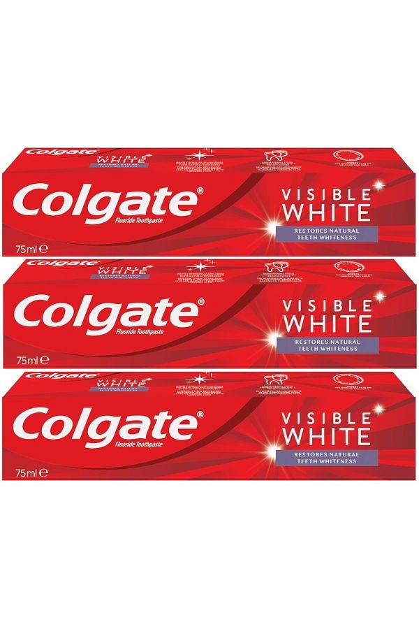Colgate-معجون أسنان 75 مل أبيض مرئي/بيضاء مرئية (مجموعة من 3) 1