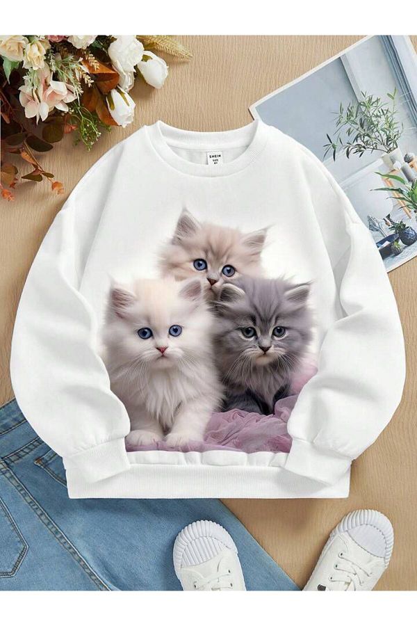 Kids cat sweatshirt hot sale