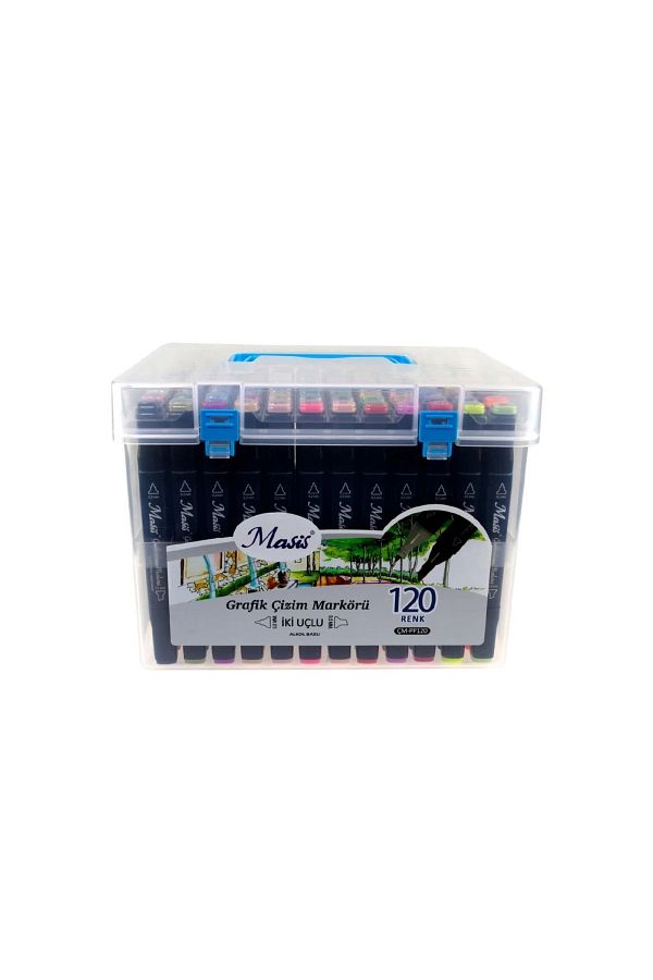 Masis-قلم رسم رسومي، طرفين، 120 لونًا شفافًا PP CM-PP120 1