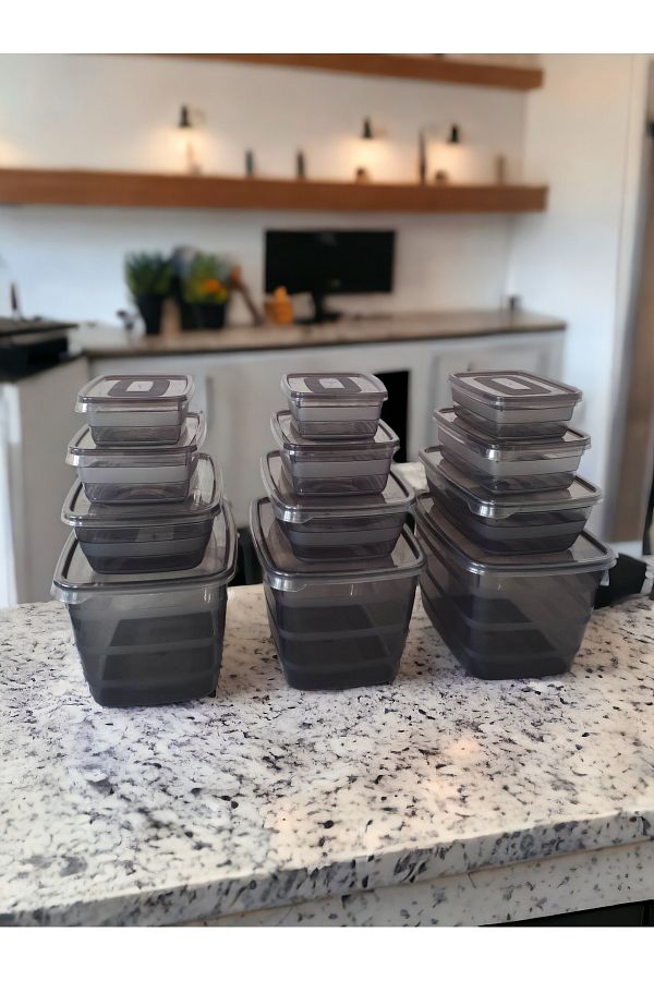 MAVİKÖY-12 Pieces Storage Container Food Container Pantry Box Dowry Set 3x(3.5lt+1.2lt+0.65lt+0.35lt) 1