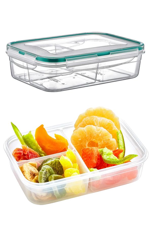 Emofom-Fresh Box 3 Compartment Storage Container 1000 ml Airtight Liquid Leak Proof Feeding Container 1