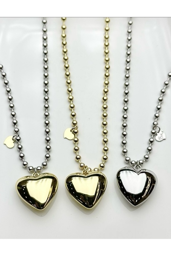 a rose jewelry Steel Beaded Heart Necklace Trendyol