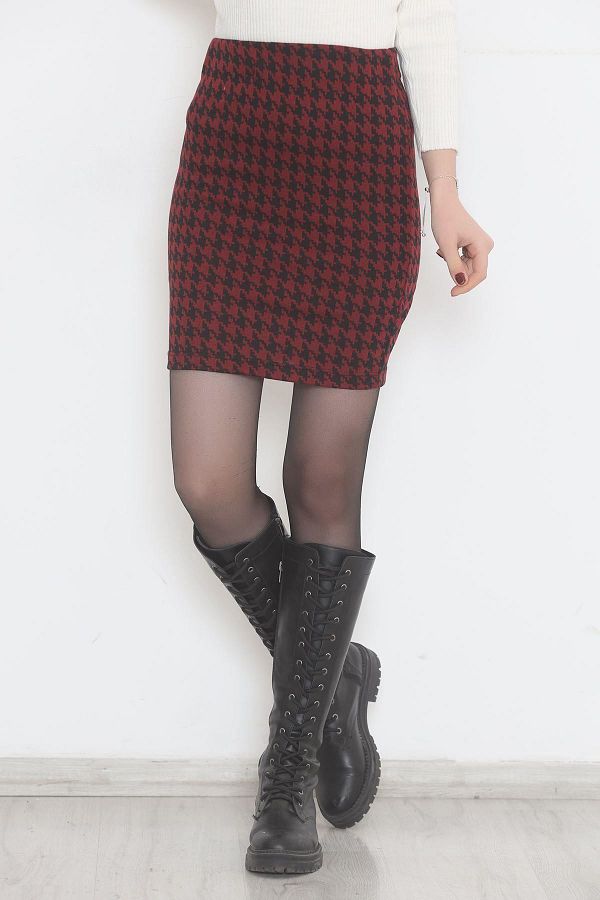 Burgundy houndstooth skirt hotsell