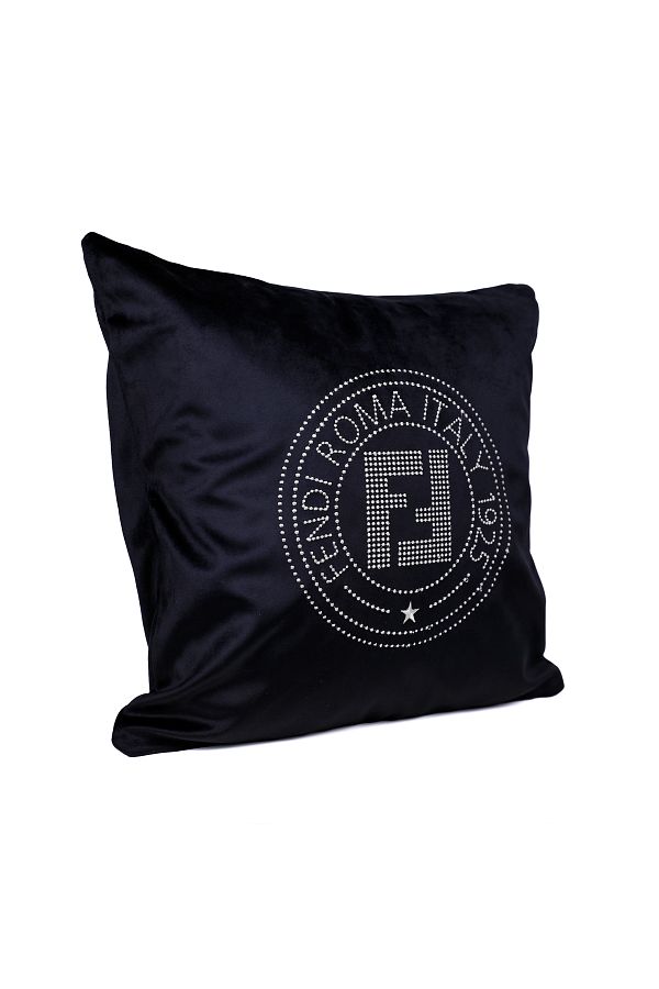 Hanl Ff Fendi Model Black Velvet with Silver Embroidery Decorative Throw Pillow Pillow Trendyol