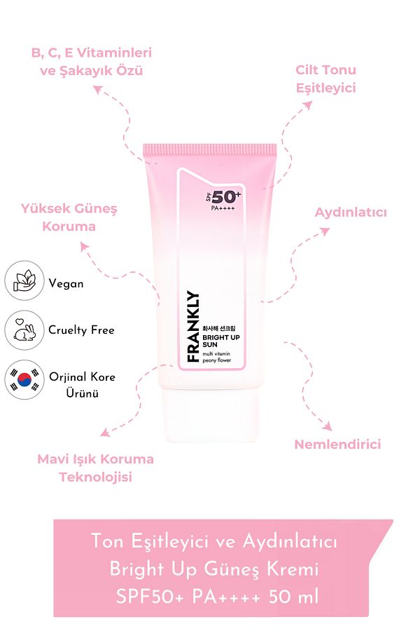 FRANKLY-Bright Up Sunscreen - Tone Equalizing and Brightening, SPF50+ PA++++, 50 ml 1