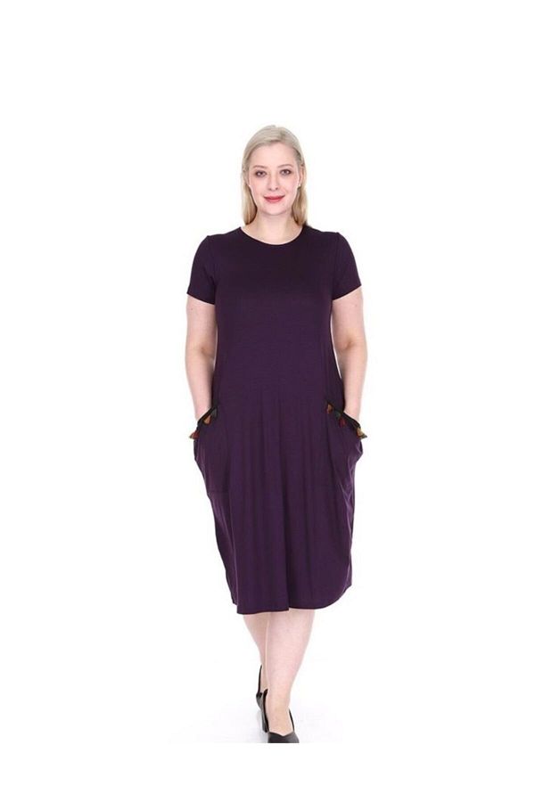 Şirin Butik-Rochie de damă din lycra din viscoză cu buzunare prune 1
