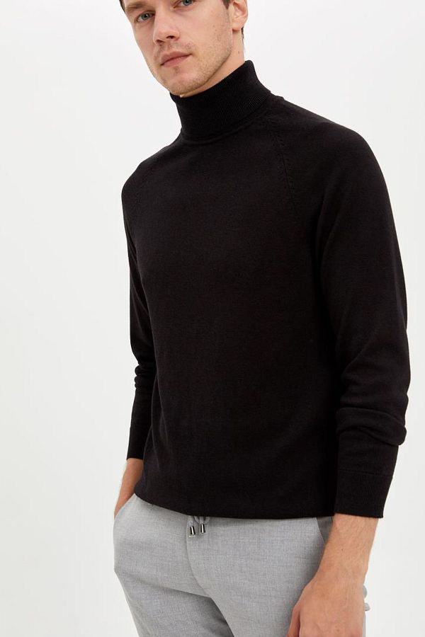DeFacto-Men's Black Turtleneck Basic Sweater L1905Az.19Wn.Bk27 1