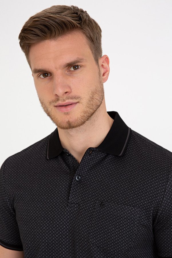Pierre Cardin Black Regular Fit Polo Neck T-Shirt
