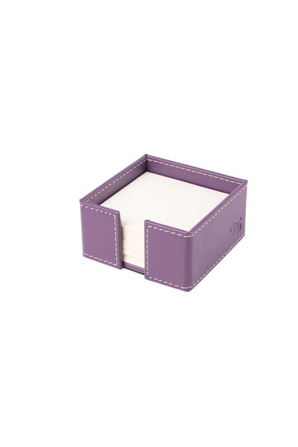 2K-Cube Notepad Holder Artificial Leather Desktop 10x10x5 Cm 1