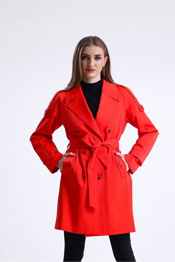Coral trench coat online