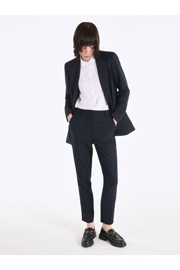 Colin's-Navy Blue Low Waist Slim Fit Women's Trousers 1