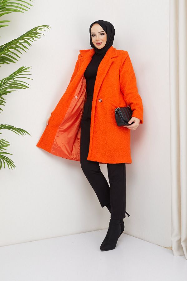 Orange boucle coat store