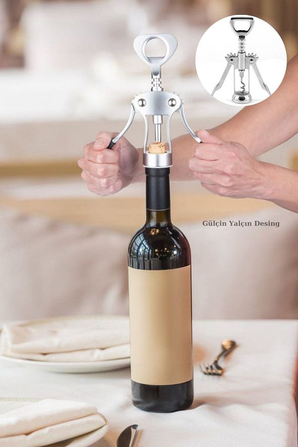 Gülçin Yalçın-2 In 1 High Quality Chrome Corkscrew Metal Turbine Bottle Opener 1