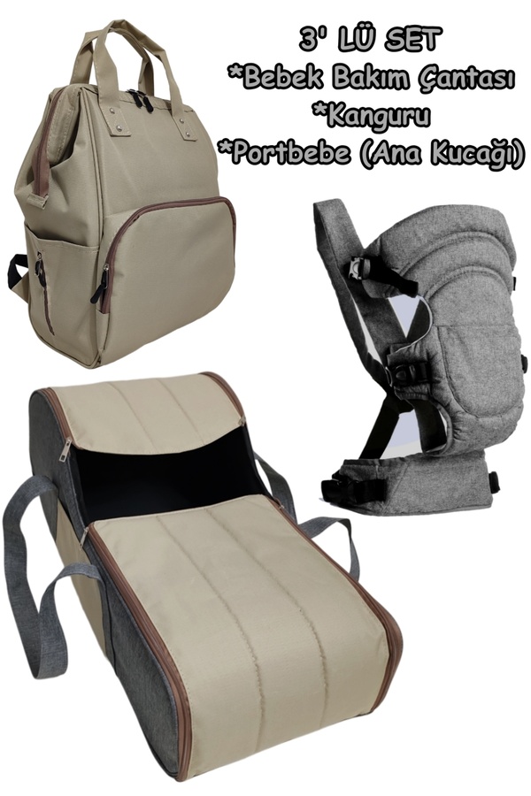 USF Çift Yönlü Bebek Taşıma Kanguru Bebek Bakım Çantası Portbebe Ana Kucağı Puset 3 Lü Set