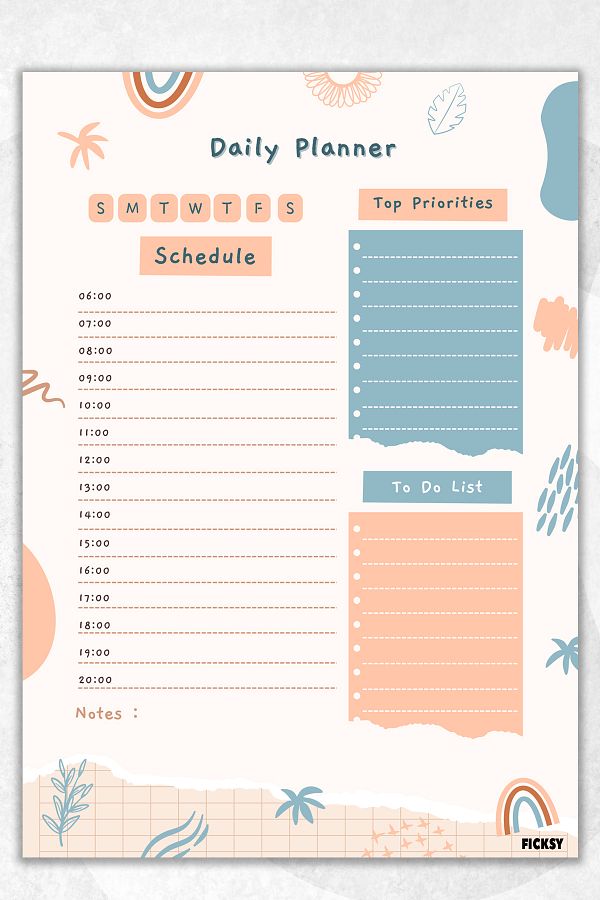 Ficksy-Daily Planner - A4 Size To Do - 30 Sheets - Daily Planner 1