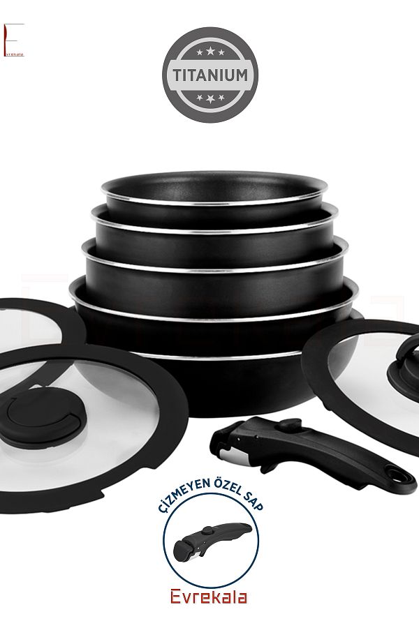 Leggno-Evrekala Handle Pan - Pot Set Leggno Nesting with Removable Handle Full Special Set Titanium 1