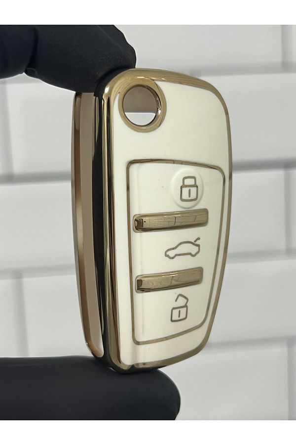BARKAS ELEKTRONİK-Audi A1 A3 A4 A6 Q3 TT Q7 Rs6 Switchblade Nano Key Case White 1