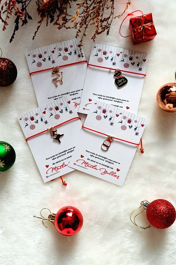 Burak Baskı Tasarım-New Year Themed Adjustable, New Year Gift with 4 Red Strings - Caraca 1