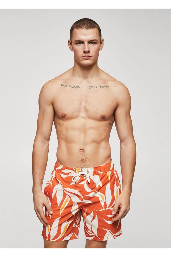 MANGO Man-Badeshorts mit tropischem Muster 1