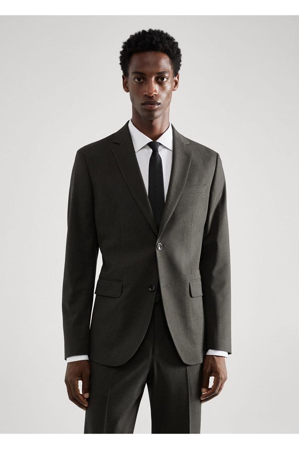 MANGO Man-Stretch Fabric Blazer Jacket with Slim Fit Pattern 1