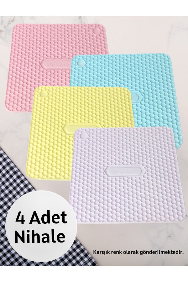 Silicone Era-Silicone Square Trivet Set of 4 (Mixed Color) 1